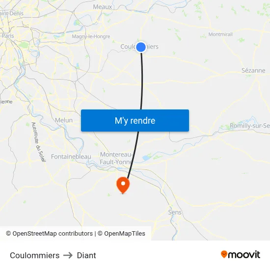 Coulommiers to Diant map