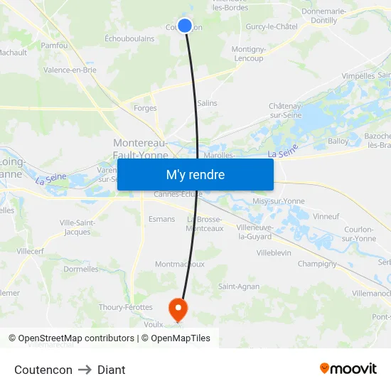 Coutencon to Diant map