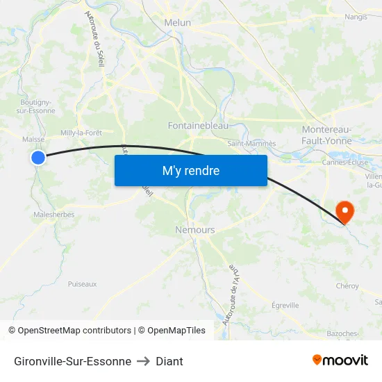 Gironville-Sur-Essonne to Diant map