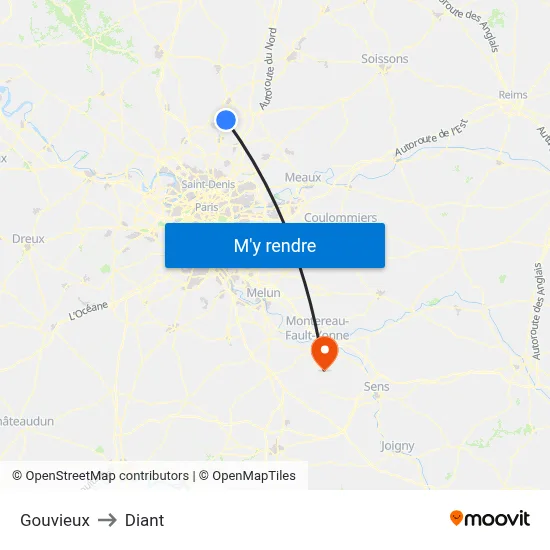 Gouvieux to Diant map