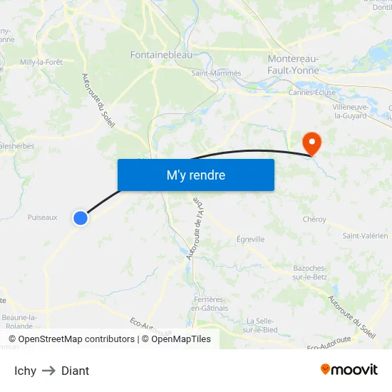 Ichy to Diant map