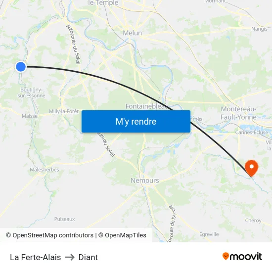 La Ferte-Alais to Diant map