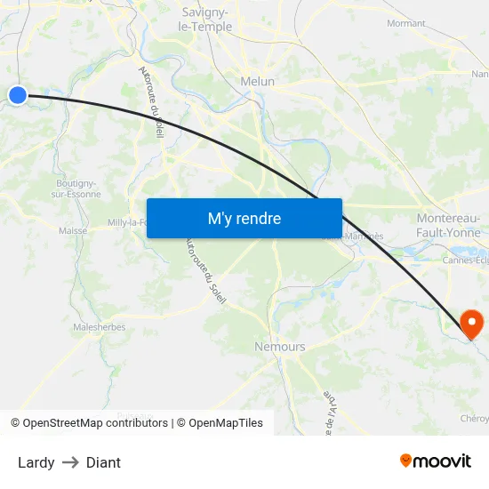 Lardy to Diant map