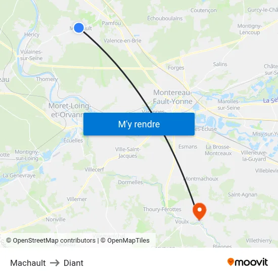 Machault to Diant map