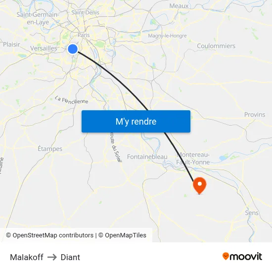 Malakoff to Diant map