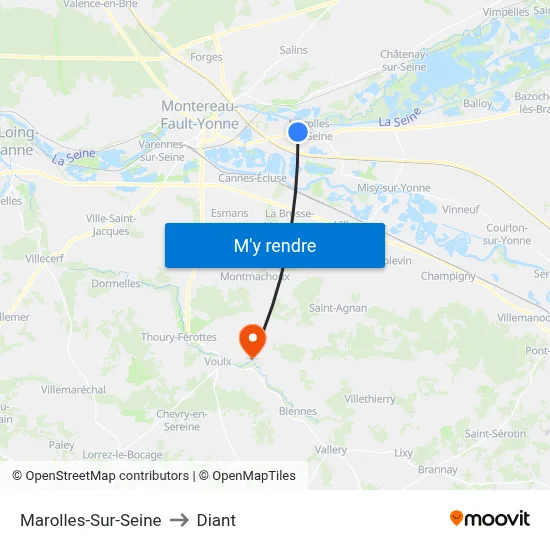 Marolles-Sur-Seine to Diant map