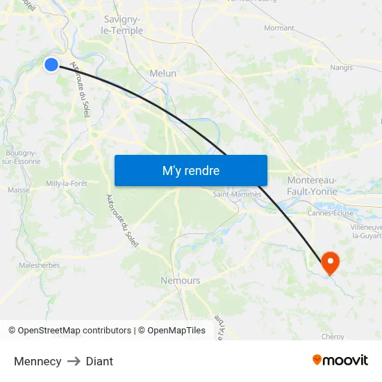 Mennecy to Diant map
