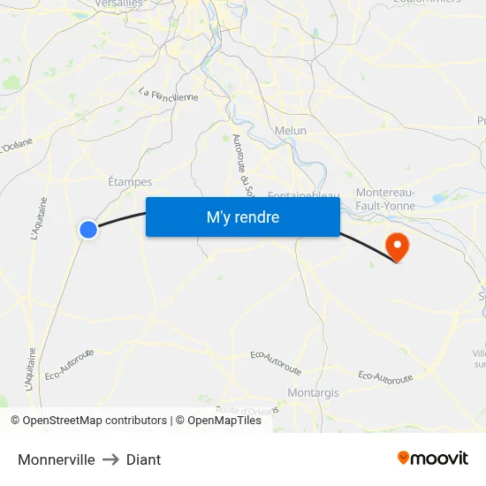 Monnerville to Diant map