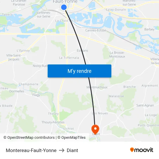 Montereau-Fault-Yonne to Diant map