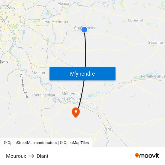 Mouroux to Diant map