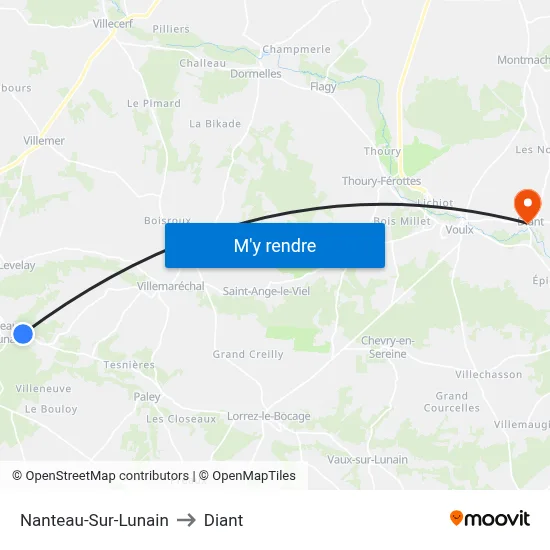 Nanteau-Sur-Lunain to Diant map
