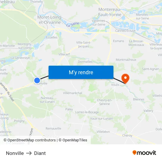 Nonville to Diant map