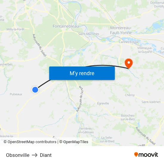 Obsonville to Diant map