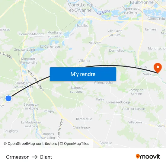 Ormesson to Diant map