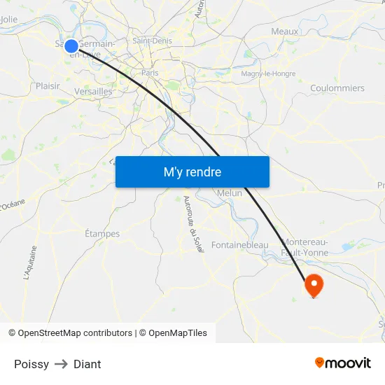Poissy to Diant map