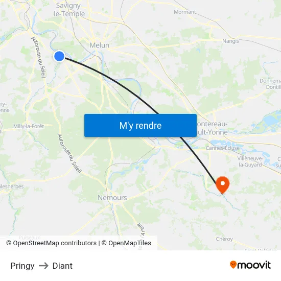 Pringy to Diant map