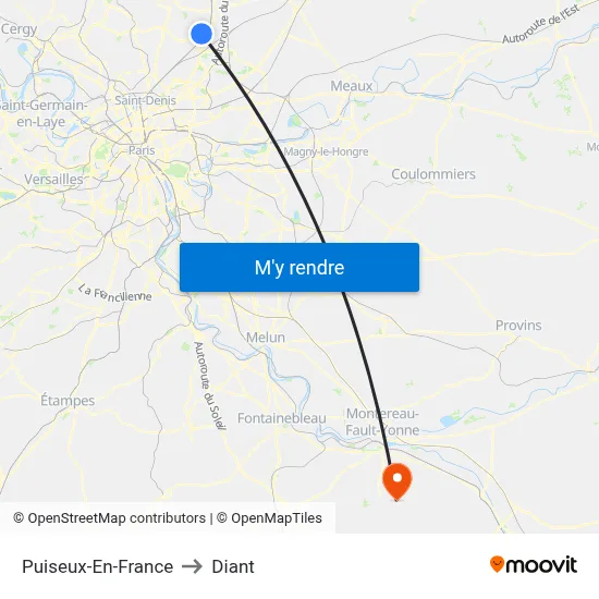 Puiseux-En-France to Diant map