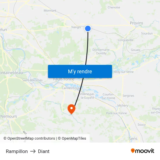 Rampillon to Diant map