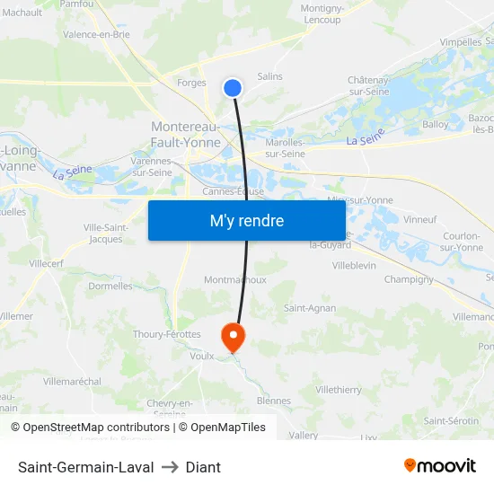 Saint-Germain-Laval to Diant map