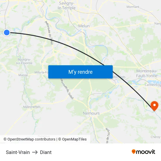 Saint-Vrain to Diant map