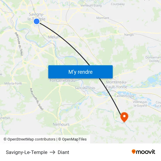 Savigny-Le-Temple to Diant map