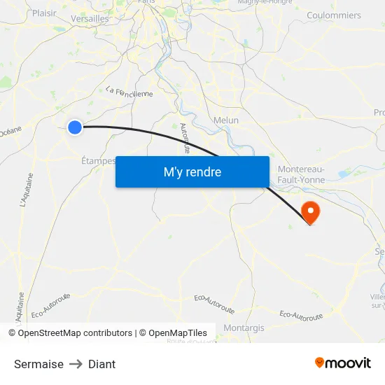 Sermaise to Diant map