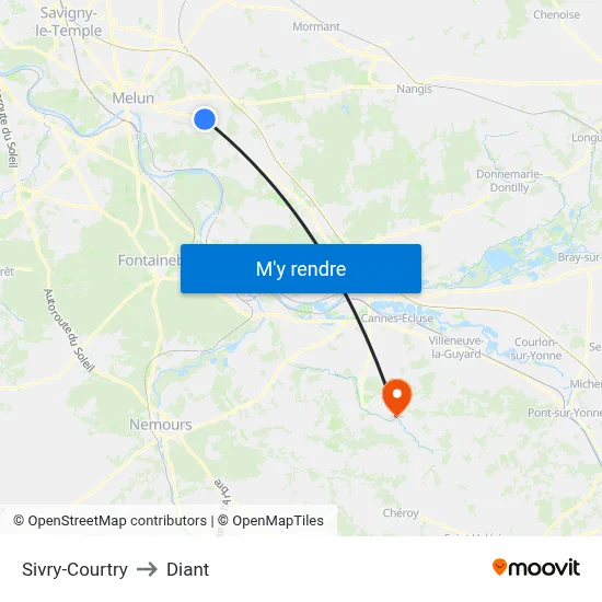 Sivry-Courtry to Diant map