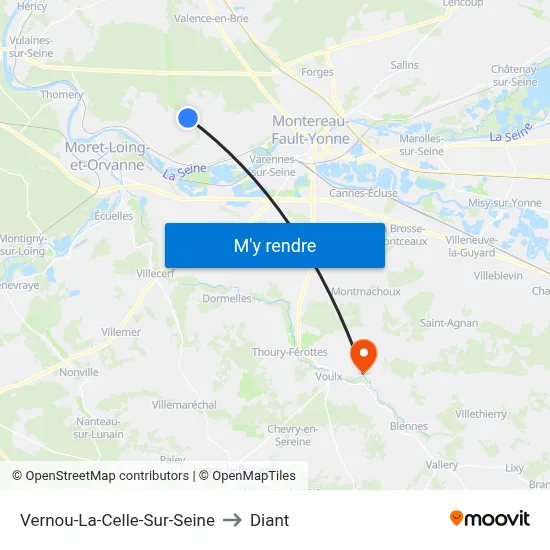 Vernou-La-Celle-Sur-Seine to Diant map