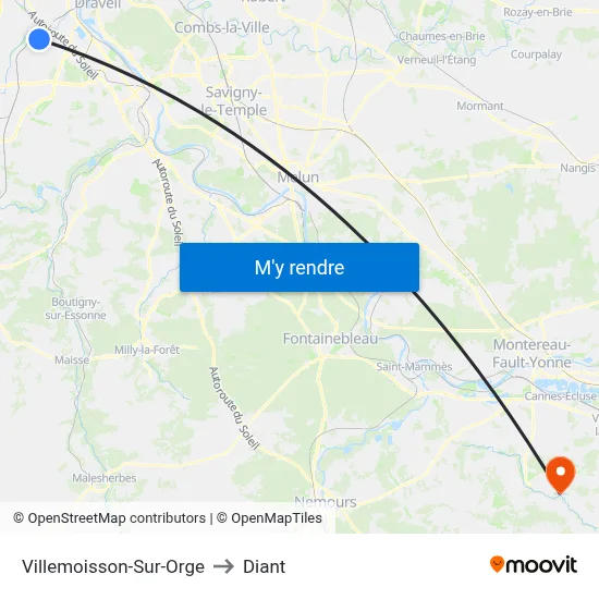 Villemoisson-Sur-Orge to Diant map