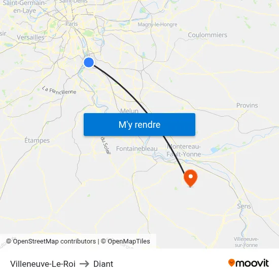 Villeneuve-Le-Roi to Diant map