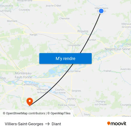 Villiers-Saint-Georges to Diant map