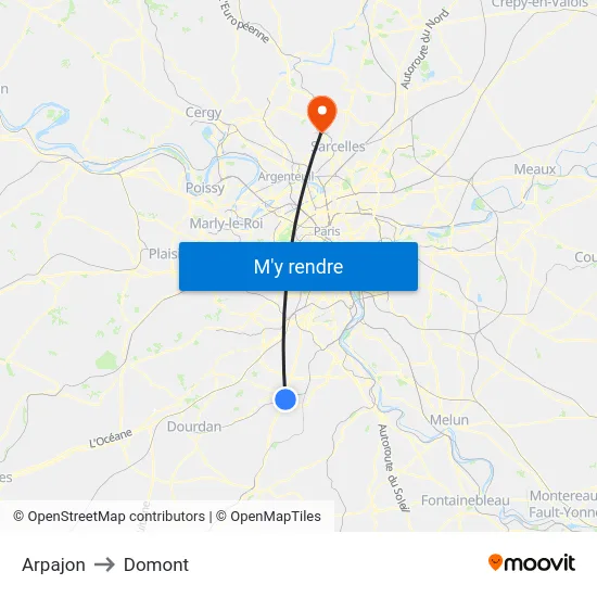 Arpajon to Domont map