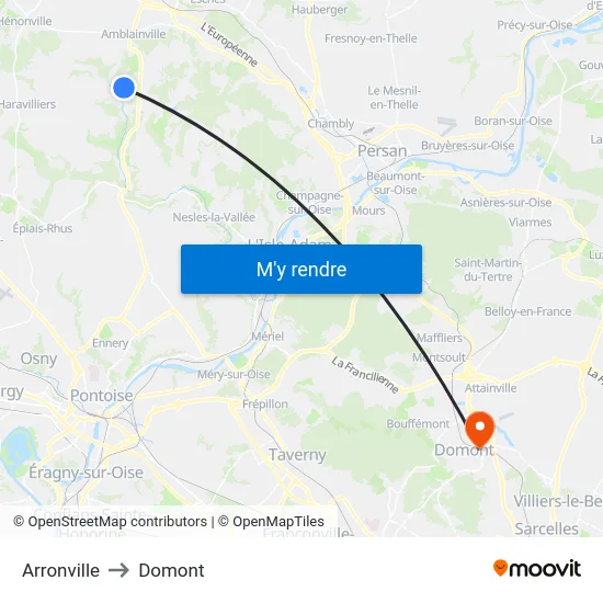 Arronville to Domont map
