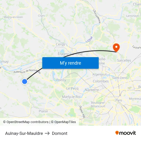 Aulnay-Sur-Mauldre to Domont map