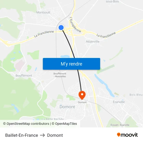 Baillet-En-France to Domont map