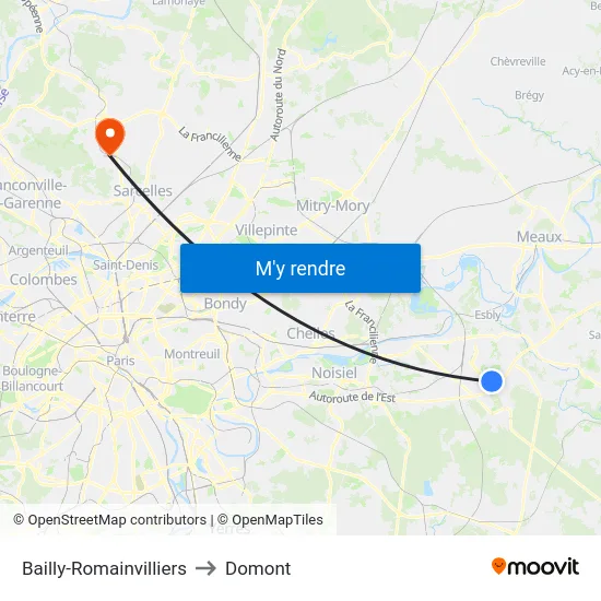 Bailly-Romainvilliers to Domont map