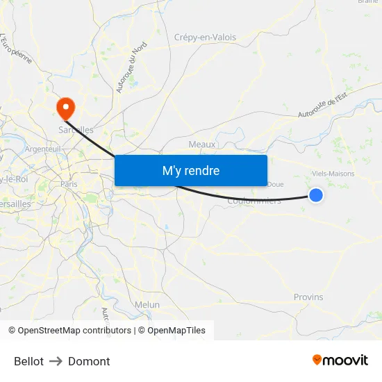 Bellot to Domont map