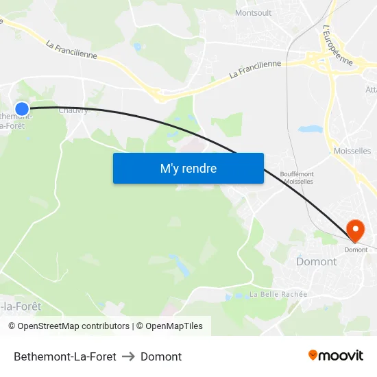 Bethemont-La-Foret to Domont map
