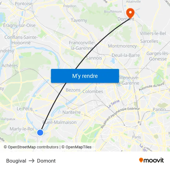 Bougival to Domont map