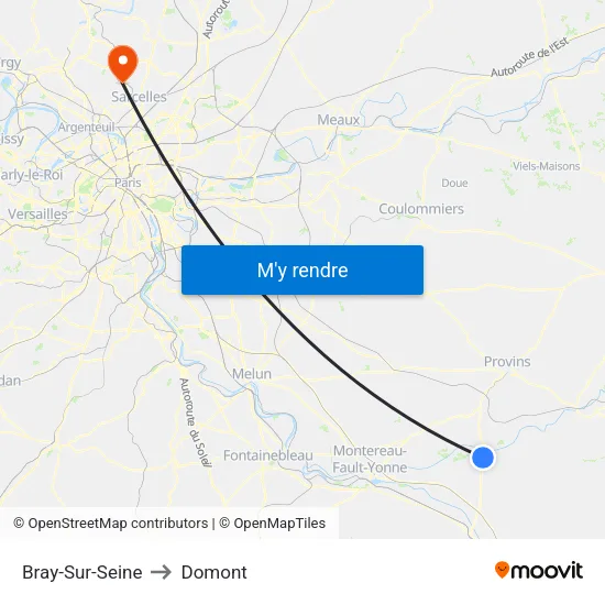 Bray-Sur-Seine to Domont map