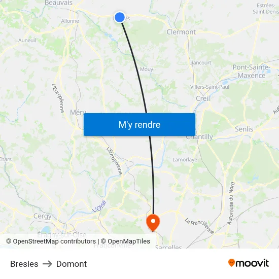 Bresles to Domont map