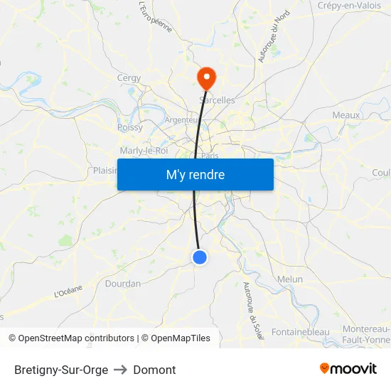 Bretigny-Sur-Orge to Domont map