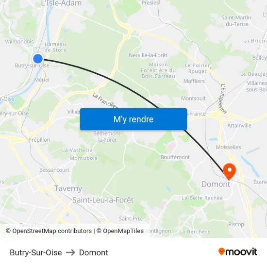 Butry-Sur-Oise to Domont map