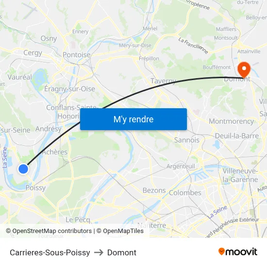 Carrieres-Sous-Poissy to Domont map