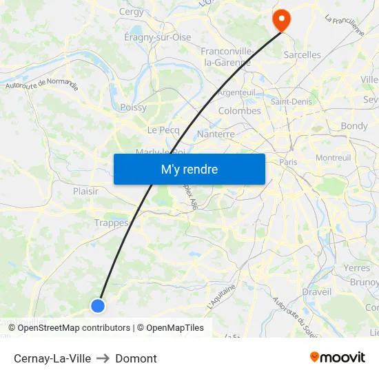 Cernay-La-Ville to Domont map