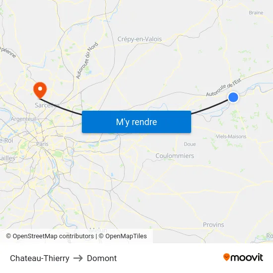 Chateau-Thierry to Domont map