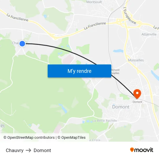 Chauvry to Domont map