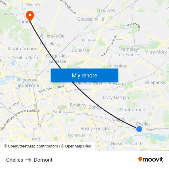 Chelles to Domont map