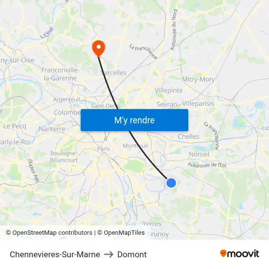 Chennevieres-Sur-Marne to Domont map