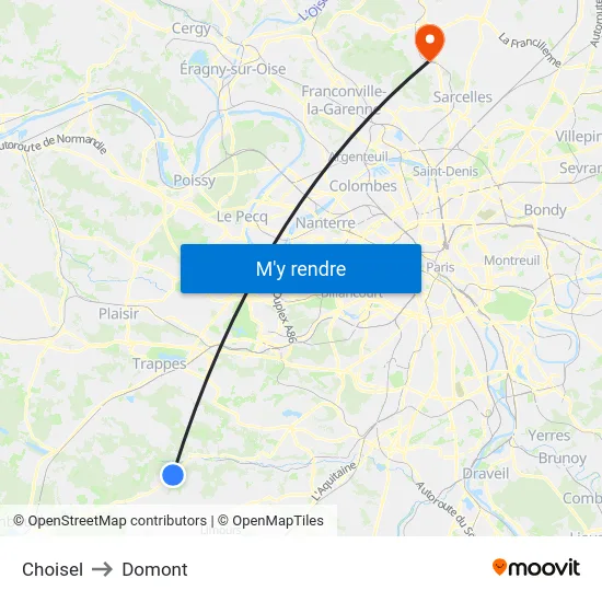 Choisel to Domont map